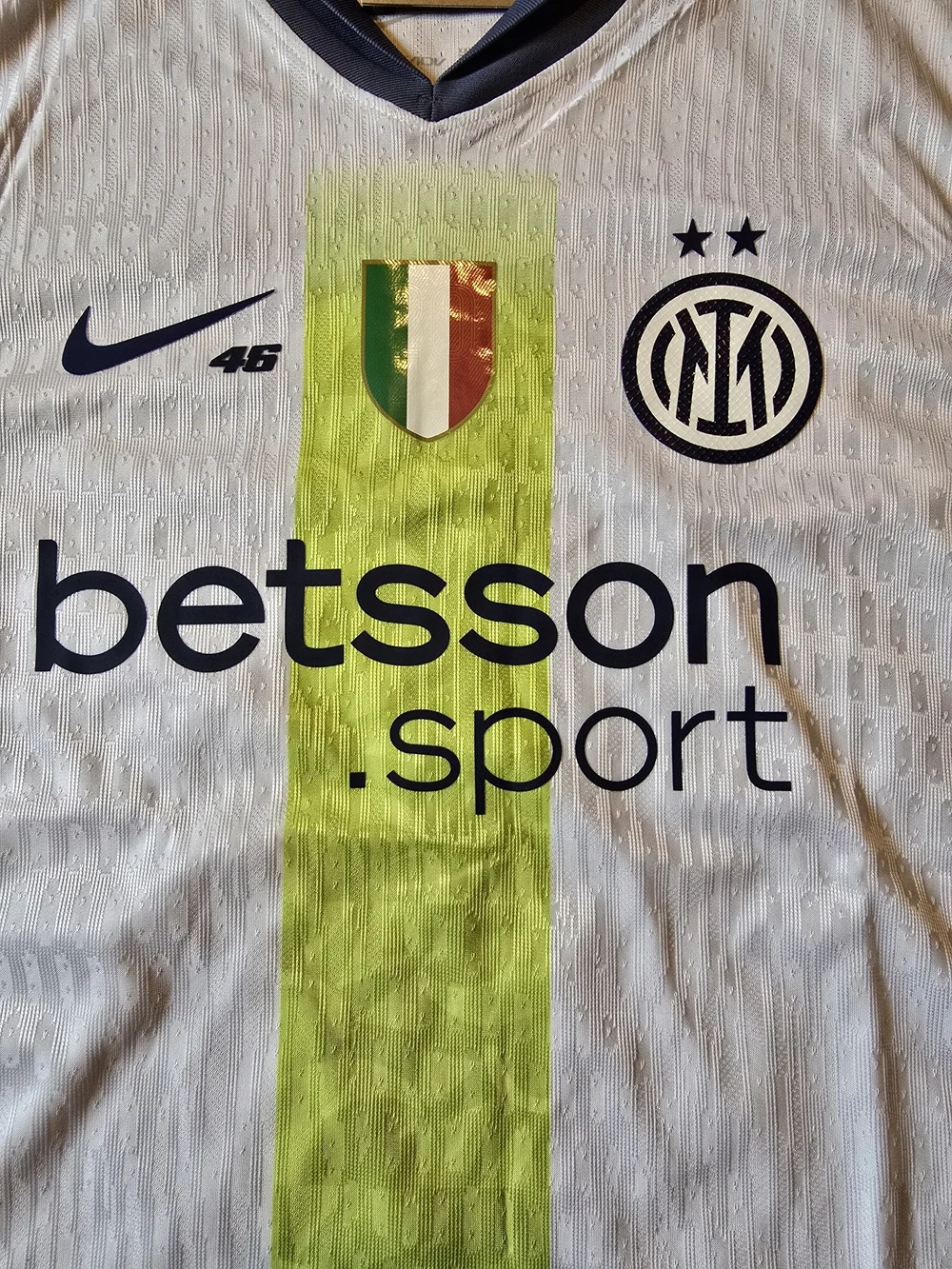 Nike Inter Milan Soccer Jersey Betsson Sport White/Green/Blue Men's 2XL
